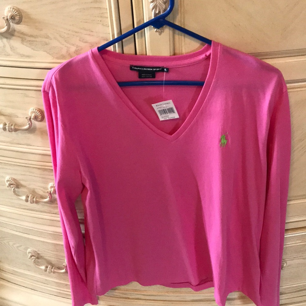 Ralph Lauren sport XL  pink long-sleeved polo over